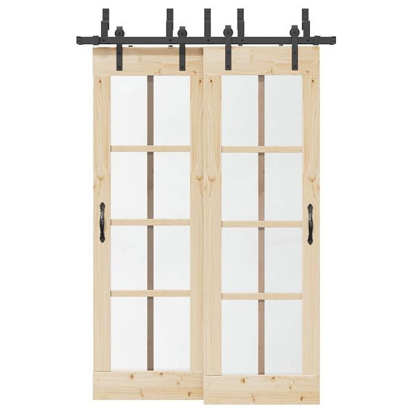 vidaXL Schiebetürbeschlag-Set 152,5 cm Stahl Schwarz, 3295719