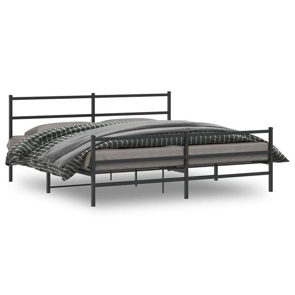 vidaXL Bettgestell mit Kopf- und Fußteil Metall Schwarz 193x203 cm, 355389