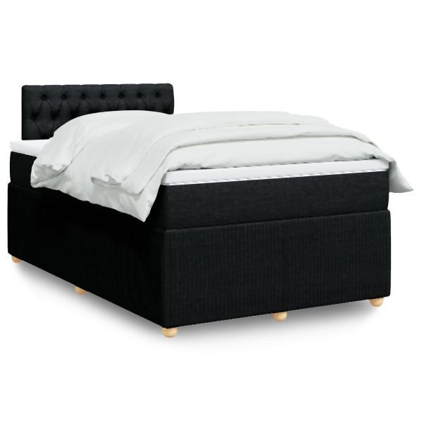 vidaXL Boxspringbett mit Matratze Schwarz 120x190 cm Stoff, 3287404