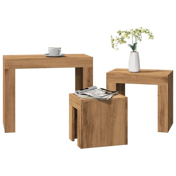 vidaXL Satztische 3 Stk. Artisan-Eiche Holzwerkstoff, 856673