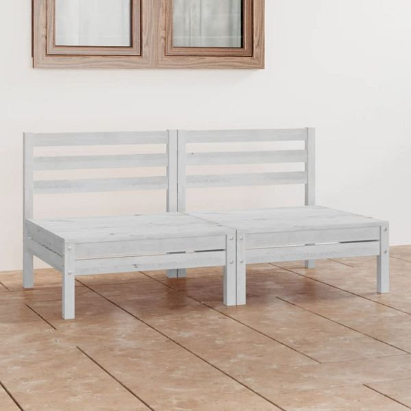 vidaXL 2-Sitzer-Gartensofa Weiß Kiefer Massivholz, 3082373
