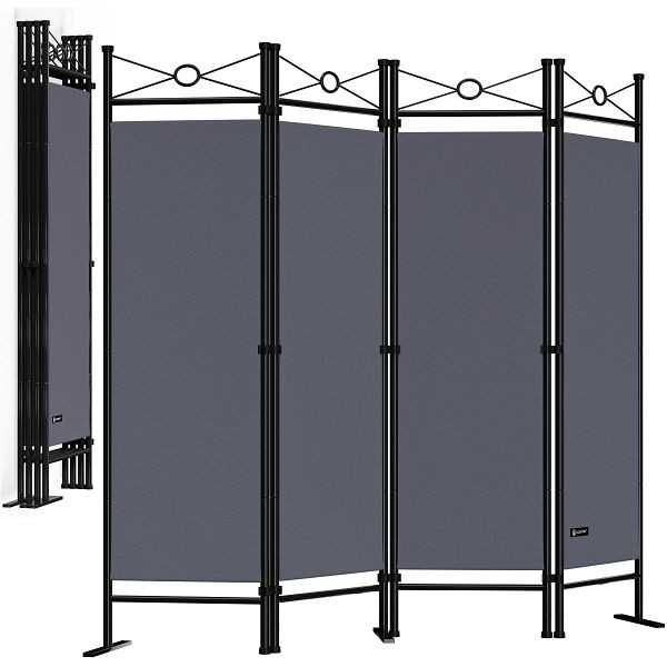 casaria Paravent Lucca 2er-Set Anthrazit 180x163cm, 994859