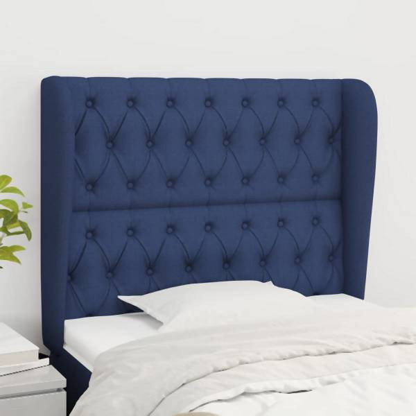 vidaXL Kopfteil mit Ohren Blau 93x23x118/128 cm Stoff, 3118280