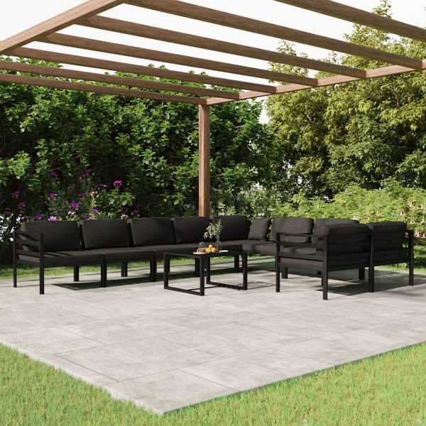 vidaXL 10-teilig Garten-Lounge-Set mit Kissen Aluminium Anthrazit, 3107824