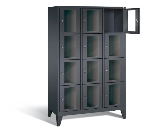 C+P Schließfachschrank Classic, H1850xB1200xT500mm, Farbe: Schwarzgrau, 8010A324 S10017