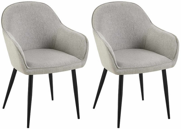 CLP 2er Set Esszimmerstühle Boise Stoff, grau, 319485