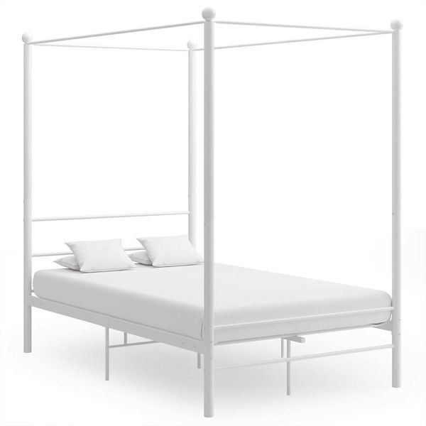vidaXL Himmelbett Weiß Metall 140x200 cm, 325061