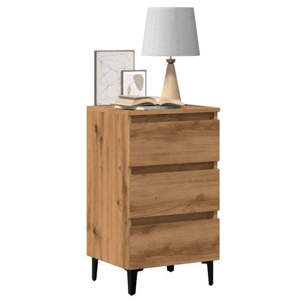 vidaXL Nachttisch mit Metallbeinen Artisan-Eiche 40x35x69 cm, 856426