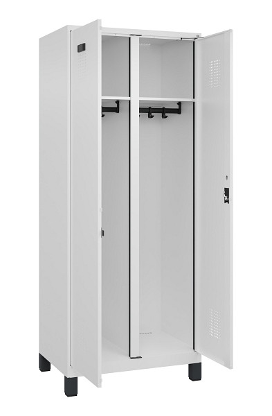 C+P Schwarz-Weiß-Spind Evolo PLUS, mit Füßen, 2 Abteile, 1950x800x500mm, 9016/9, Zylinderschloss, 049012-22 S10047
