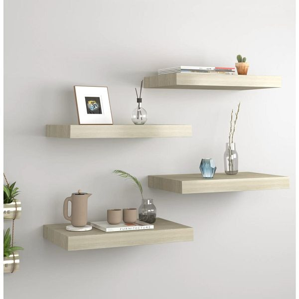 vidaXL Schwebende Wandregale 4 Stück Eichefarben 40x23x3,8cm MDF, 323870