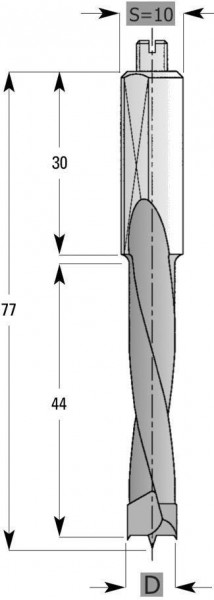 Edessö Dübelbohrer HW S10, hinterfräst, A: 8, B: 44, GL: 77 - RH, 143808001