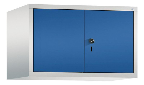 C+P Aufsatz-Garderobenschrank Evolo, 2 Abteile, H500xB810xT500 mm, Lichtgrau/Enzianblau, 48092-22 S10012