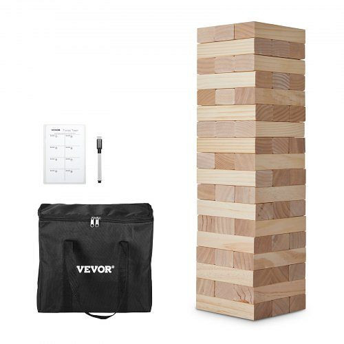 VEVOR Wackelturm 54 Blöcke mit Anzeigetafel & Tragtasche, Kiefernholz, Höhe bis 54 cm, Familienspiel für drinnen/draußen, JXMKTDDYX54CRPNUNV0