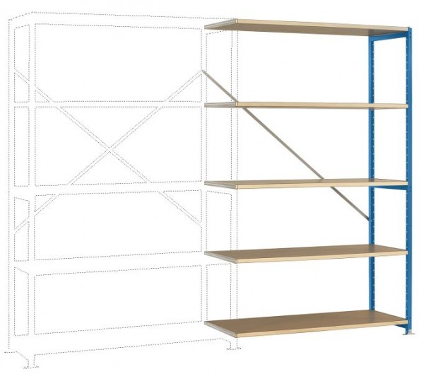 Manuflex Breitfach-Steckregal Anbauregal mit 5 Holzverbundböden, HxBxT = 2000 x 1250 x 500 mm, lichtblau, RP1127.5012