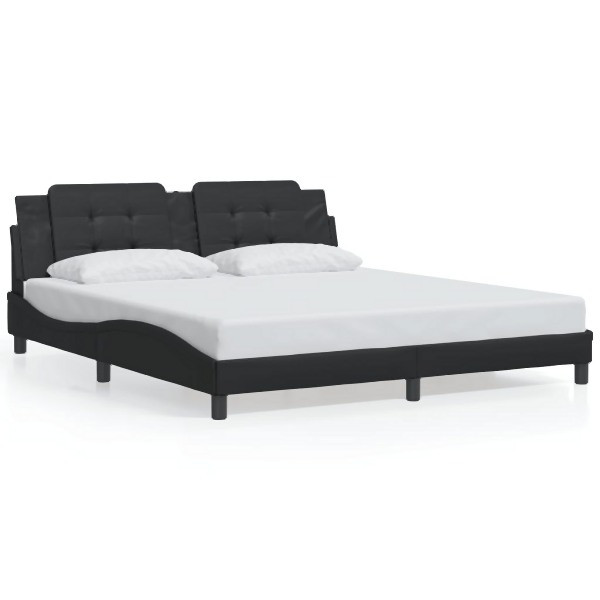 vidaXL Bettgestell mit LED Schwarz 180x200 cm Kunstleder, 3214124