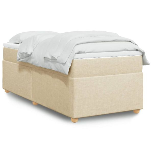 vidaXL Boxspringbett mit Matratze Creme 90x200 cm Stoff, 3285350