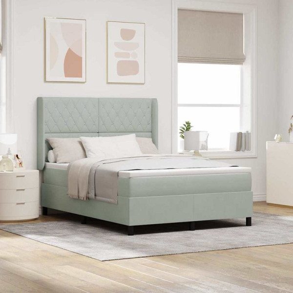 vidaXL Boxspringbett mit Kopfteil Hellgrau 140 x 200 cm Samt, 3341954