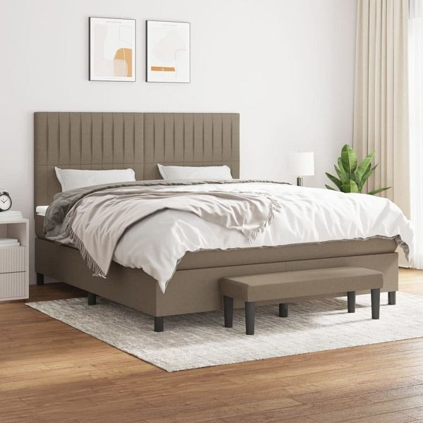 vidaXL Boxspringbett mit Matratze Taupe 160x200 cm Stoff, 3136769