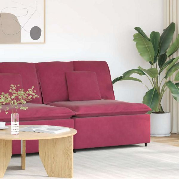 vidaXL Modulares Sofa Mittelmodul mit Kissen Weinrot 100 cm, 4104433