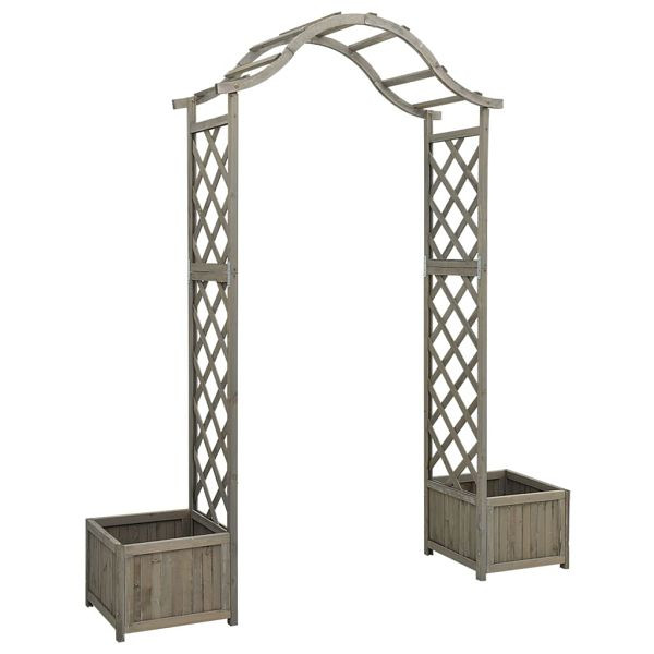 vidaXL Garten-Pergola mit Blumenkasten Grau Massivholz Tanne, 316392