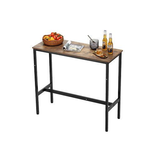 VEVOR Bartisch Bistrotisch mit Metallrahmen, schmaler Esstisch (991x406x902 mm), für Wohnzimmer, Pubs, Braun & Schwarz, JXBTZJXBTZW3T867K001V0