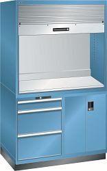 LISTA Qualitätsstation 2x36x36E (BxTxH) 1434x725x2100mm D / Schuko Farbe: Lichtblau, 3 Schubladen, 17.827.010