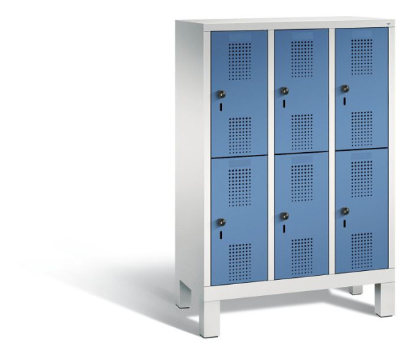 C+P Kindergarten-Spind Evolo, 6 Fächer, H1350xB900xT300 mm, Grau/Fernblau, 483103-30 S10064