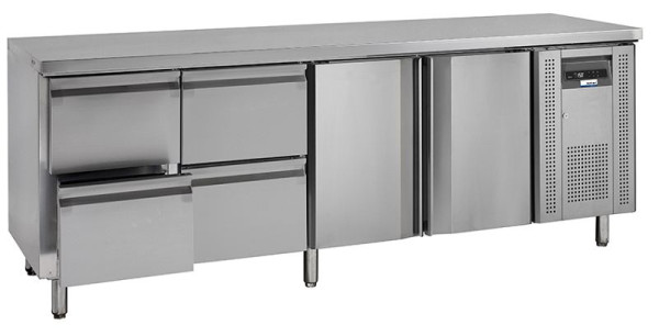 NordCap COOL-LINE Kühltisch KTM 4 - 2T 4Z GN 1/1, mit 4 Zügen und 2 Türen, Korpushöhe: 700 mm, Tiefe: 700 mm, 435106340