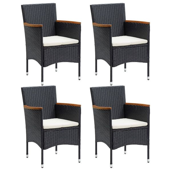 vidaXL Garten-Essstühle Poly Rattan Schwarz, VE: 4 Stück, 310566