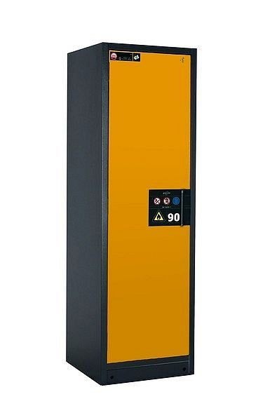 asecos Sicherheitsschrank Q-CLASSIC-90, Q90.195.060.R in sicherheitsgelb RAL 1004 mit 4x Auszugswanne Standard (Edelstahl), 30073-040-33424