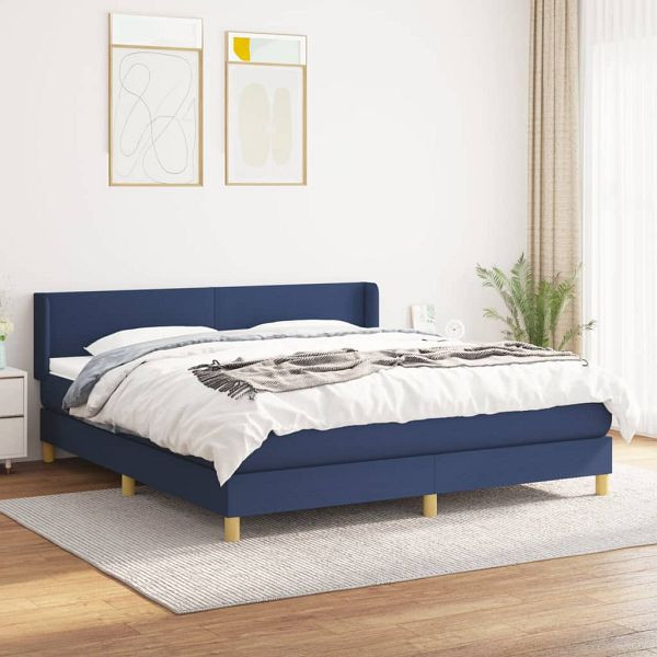 vidaXL Boxspringbett mit Matratze Blau 160x200 cm Stoff, 3130127