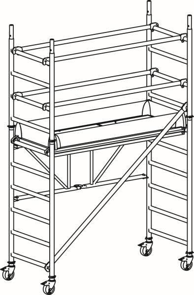 HYMER Fahrgerüst, klappbar mit Ausleger, Bühnenlänge 1,90 m, Rahmenteilbreite 0,80 m, Reichhöhe 3,57 m, 817704
