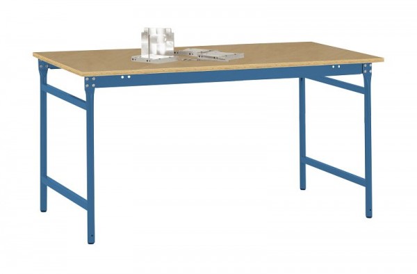 Manuflex Beistelltisch BASIS stationär mit Multiplex-Tischplatte in Brillantblau RAL 5007, BxTxH: 1250 x 600 x 780 mm, Brillantblau, BB3035.5007