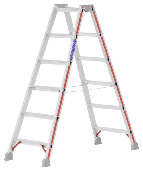 HYMER Stufenstehleiter, beidseitig begehbar, 2x6 Stufen, Länge 1,53 m, Standhöhe: 0,88 m, 402412