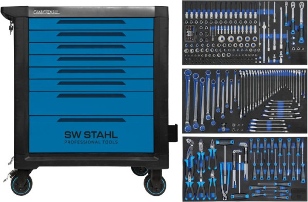 SW-Stahl Profi-Werkstattwagen TT802, blau, bestückt, 304-teilig, Z3208