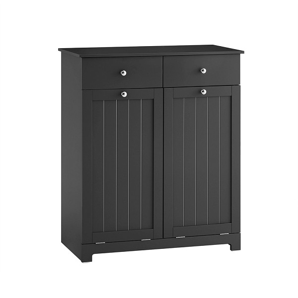SoBuy Wäscheschrank mit 2 Schubladen Schwarz 78x38x90 cm, Nordisch, BZR33-II-SCH