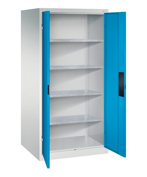 C+P Flügeltürenschrank Acurado, H1950xB930xT800mm, 7035/5012, Traglast 110 kg, 8924-052 S10146