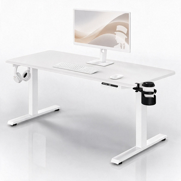 Jan Nowak Elektrischer Schreibtisch mit Höhenverstellung ergonomisch weiß, 1600x800 mm, ARIA 1600, 2730