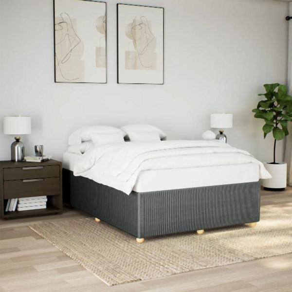 vidaXL Bettgestell ohne Matratze Dunkelgrau 160x200 cm Stoff, 3284950