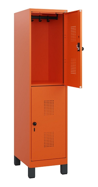 C+P Doppelstöckiger Spind Evolo PLUS, Füße, 2 Fächer, 1630x400x500mm, 2004/2004, Drehriegel, 0493105-12 S10030