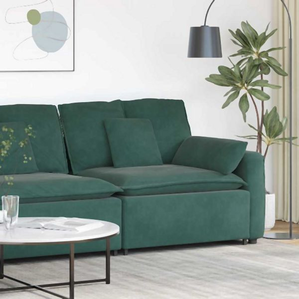 vidaXL Modulares Sofa Endmodul mit Armlehne Kissen Dunkelgrün 100 cm, 4104401