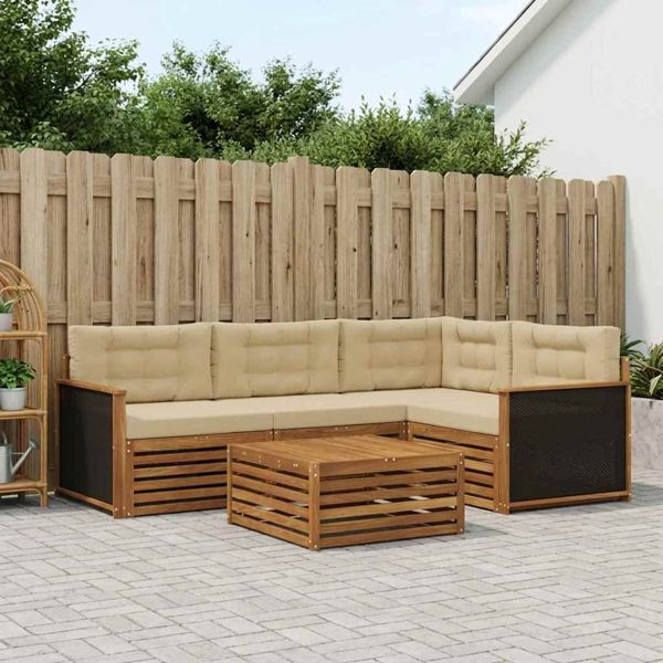 vidaXL Outdoor-Sofagarnitur 5-teilig Natur und Beige 79 x 79 x 37 cm, 3383316
