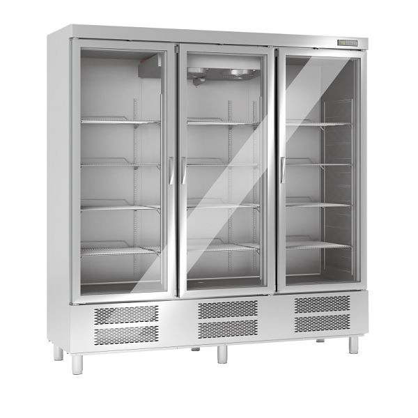 KBS Edelstahlkühlschrank mit Glastüren KU 1900 G, 50302