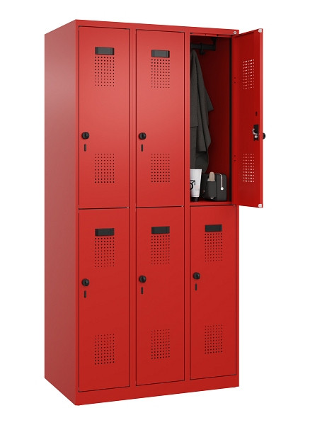 C+P Doppelstöckiger Spind Evolo PLUS, 6 Fächer, 1850x900x500mm, 3020/3020, Drehriegel, 049300-30 S10025
