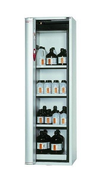 asecos Sicherheitsschrank S-PHOENIX touchless-90, S90.196.060.FDAO in lichtgrau RAL 7035 mit 3x Fachboden (Stahlblech), 30237-001-30249