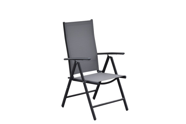 Merxx Amalfi Klappsessel, 2er Set, Rückenlehne 5-fach verstellbar, graphit/grau, Alumiuniumgestell mit Textilbespannung, 50869-309