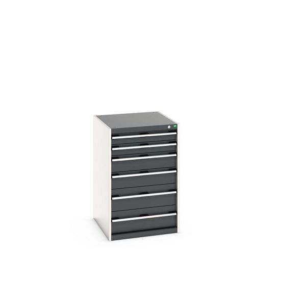 bott cubio Schubladenschrank bestückt, mit 6 Schubladen, BxTxH: 650x750x1000mm, RAL 7035/7016, Anthrazitgrau, 40027027.19V