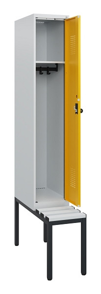 C+P Spind Evolo PLUS, 1 Abteil, 1950x300x815mm, 7035/1004, Drehriegel, Sitzfläche Kunststoff, Sitzbank, 0490505-10 S10054