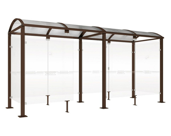 Procity Raucherunterstand Klassik "M" - Tiefe 1560 mm, Farbe RAL 8017, Maße: Breite 5000 x Höhe 2547 x Tiefe 1666 mm, 529371.8017
