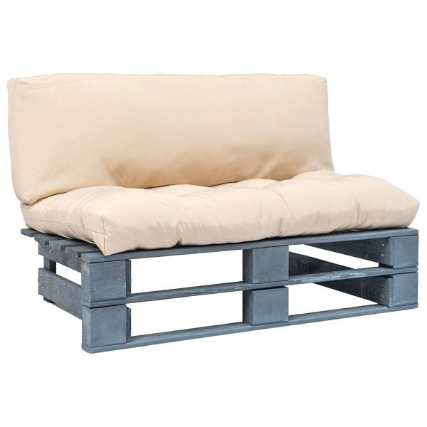 vidaXL Outdoor-Sofa Paletten mit Kissen in Sandfarben Kiefernholz, 275287